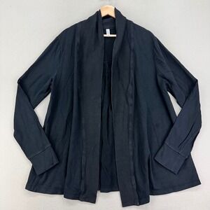 GAP Body Cardigan Womens L Black Open‎ Front Long Sleeve Stretch Lounge